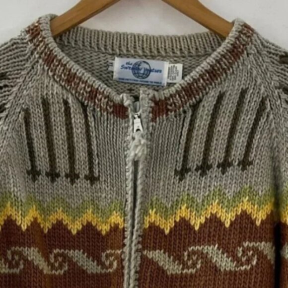 The Sweater Venture Handknit Beautiful Fair Isle Cotton Winter Sweater Sz XL - Picture 2 of 5